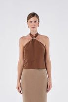 House of IKA-Halter Yaka Boyundan Bağlamalı Bluz-Top-1-Milagron.com