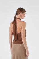 House of IKA-Halter Yaka Boyundan Bağlamalı Bluz-Top-3-Milagron.com