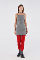 House of IKA-Kare Yaka Mini Elbise-Elbise-1-Milagron.com