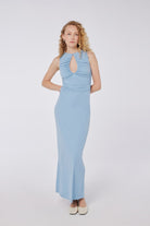 House of IKA-Kesik Detaylı Büzgülü Maxi Elbise-Elbise-1-Milagron.com