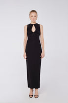 House of IKA-Kesik Detaylı Büzgülü Maxi Elbise-Elbise-1-Milagron.com