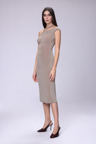 House of IKA-Midi Tek Omuz Elbise-Elbise-2-Milagron.com