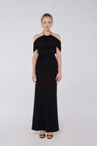 House of IKA-Omuz Detaylı Halter Yaka Elbise-Elbise-1-Milagron.com