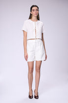 House of IKA-Önden Bağlamalı Keten Bluz-Bluz-1-Milagron.com