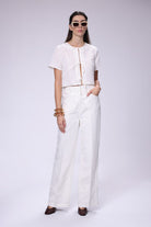 House of IKA-Önden Bağlamalı Keten Bluz-Bluz-3-Milagron.com