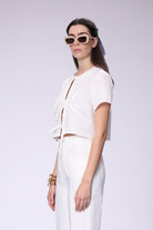 House of IKA-Önden Bağlamalı Keten Bluz-Bluz-5-Milagron.com