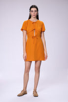 House of IKA-Önden Bağlamalı Keten Elbise-Elbise-1-Milagron.com