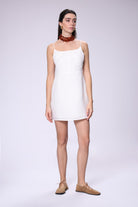 House of IKA-Sırtı Açık Keten Elbise-Elbise-1-Milagron.com