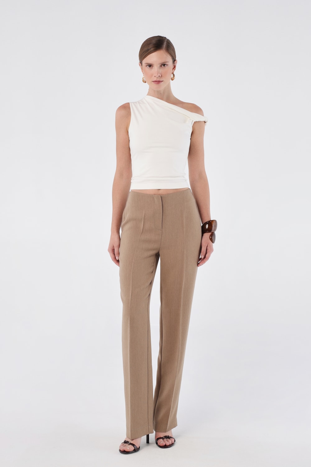 House of IKA-Asimetrik Omuzlu Bluz-Top-4-Milagron.com