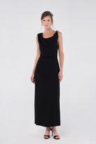 House of IKA-Tokalı Bükümlü Sırtlı Elbise-Elbise-1-Milagron.com