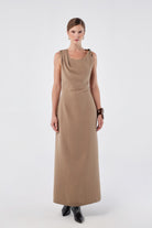 House of IKA-Tokalı Bükümlü Sırtlı Elbise-Elbise-1-Milagron.com