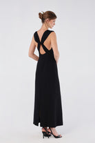 House of IKA-Tokalı Bükümlü Sırtlı Elbise-Elbise-2-Milagron.com