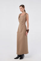 House of IKA-Tokalı Bükümlü Sırtlı Elbise-Elbise-3-Milagron.com