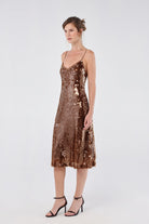 House of IKA-V Yaka Payetli Slip Elbise-Elbise-2-Milagron.com