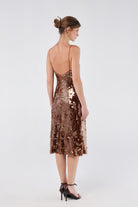 House of IKA-V Yaka Payetli Slip Elbise-Elbise-3-Milagron.com