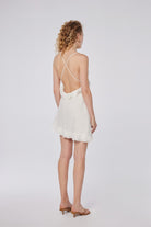 House of IKA-Volanlı Keten Mini Elbise-Elbise-3-Milagron.com