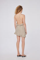 House of IKA-Volanlı Keten Mini Elbise-Elbise-3-Milagron.com