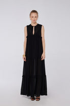 House of IKA-Volanlı Viskon Maxi Elbise-Elbise-1-Milagron.com