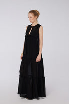 House of IKA-Volanlı Viskon Maxi Elbise-Elbise-2-Milagron.com