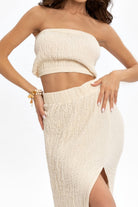 Husufi-Bürümcüklü Tek Taraflı Yırtmaçlı Etek-Etek-3-Milagron.com