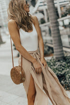 Husufi-Freeside Bej Yırtmaçlı Şalvar Pantolon-Pantolon-2-Milagron.com