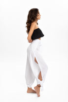 Husufi-Freeside Beyaz Yırtmaçlı Şalvar Pantolon-Pantolon-6-Milagron.com