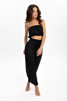 Husufi-Freeside Siyah Yırtmaçlı Şalvar Pantolon-Pantolon-4-Milagron.com