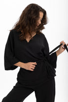 Husufi-Kruvaze Siyah Kimono-Kimono-2-Milagron.com