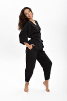 Husufi-Kruvaze Siyah Kimono-Kimono-3-Milagron.com