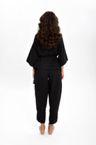 Husufi-Kruvaze Siyah Kimono-Kimono-6-Milagron.com