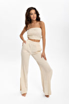 Husufi-Naturel Bürümcüklü Skinny Yırtmaçlı Pantolon-Pantolon-2-Milagron.com