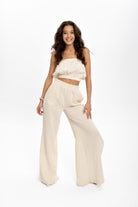 Husufi-Naturel Müslin Yırtmaçlı Pantolon-Pantolon-3-Milagron.com