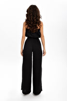 Husufi-Siyah Müslin Yırtmaçlı Pantolon-Pantolon-5-Milagron.com