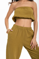 Husufi-V Cross Yeşil Şalvar Pantolon-Pantolon-2-Milagron.com