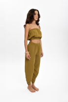 Husufi-V Cross Yeşil Şalvar Pantolon-Pantolon-3-Milagron.com