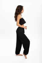 Husufi-Ventana Siyah Relax Yoga Pantolonu-Pantolon-4-Milagron.com