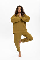 Husufi-Yeşil Bürümcüklü Sweatshirt-Sweatshirts & Hoodies-4-Milagron.com