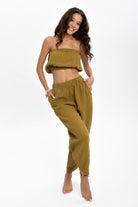 Husufi-Yeşili Müslin Croptop-Top-3-Milagron.com