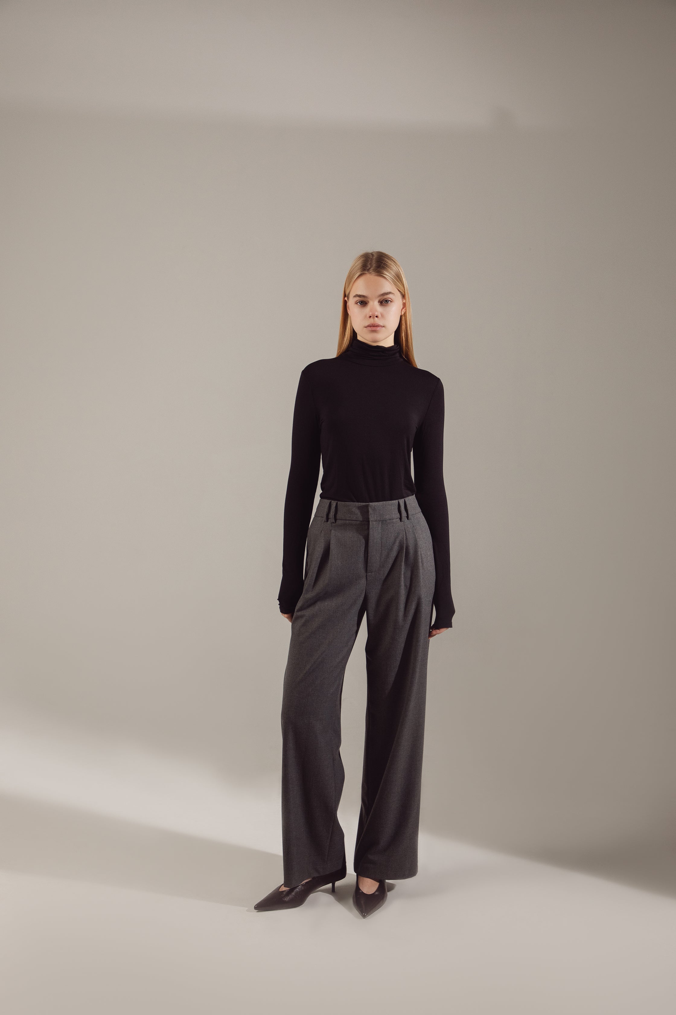 Basic Black Cotton-Viscose Turtleneck