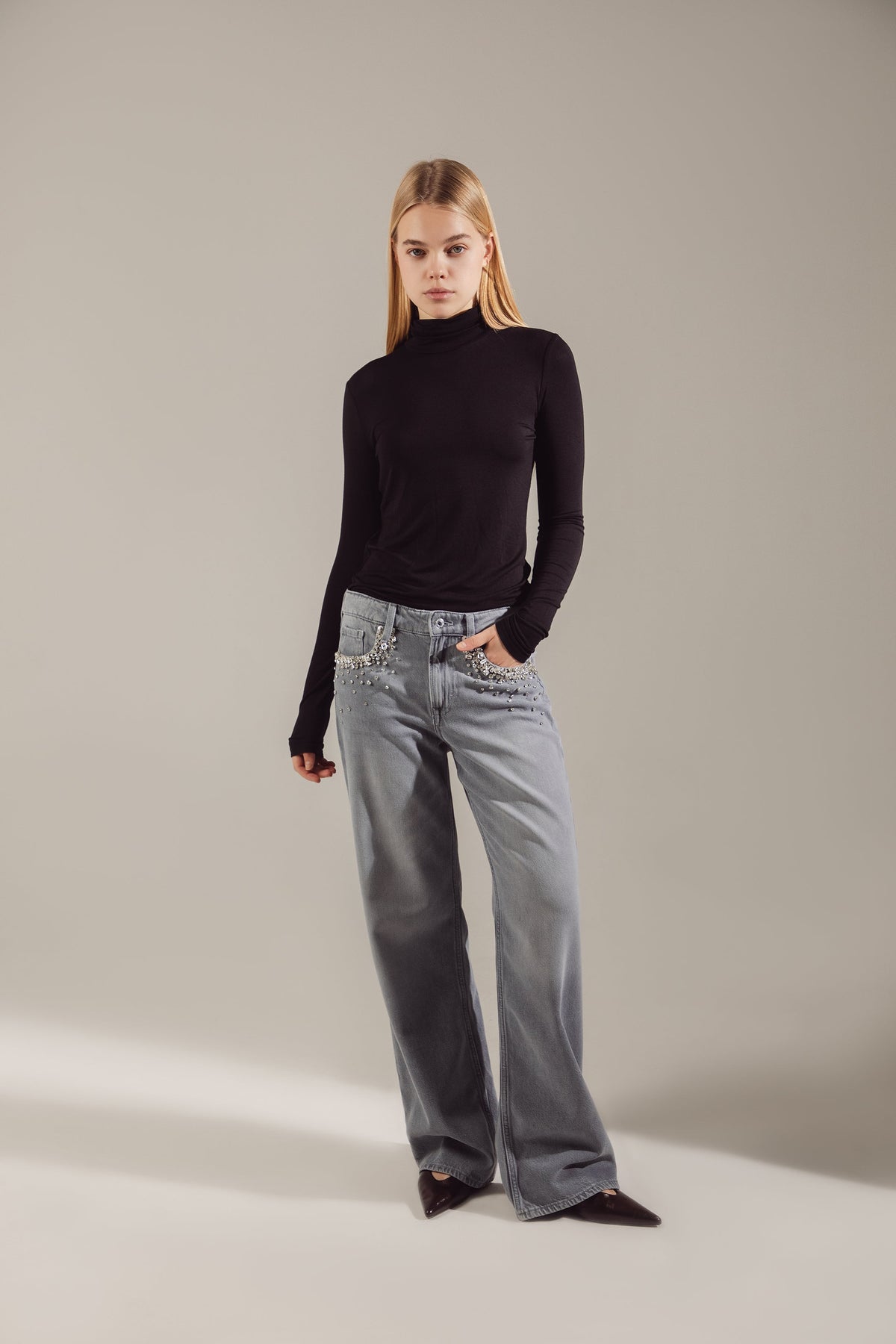 Basic Black Cotton-Viscose Turtleneck