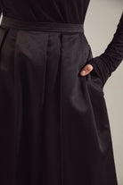 Black Shimmering Nylon-Viscose Maxi Skirt