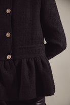 Black Tweed Balloon-Hem Jacket