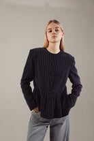 Dark Navy Gold-Stripe Ipek Kupra Jacket