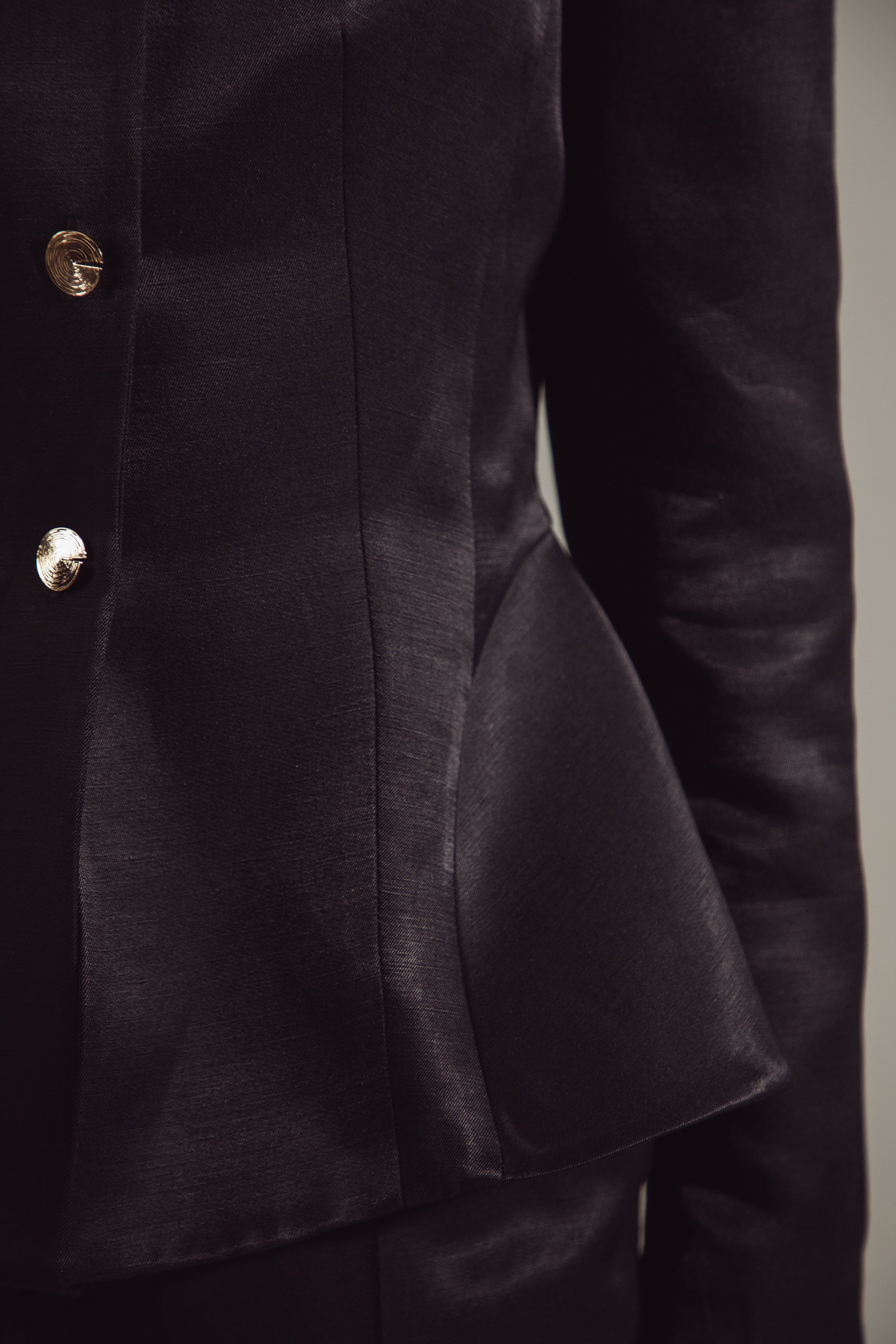 Deep Black Peplum Suit - Jacket & Trousers