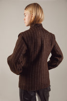 Deep Chocolate Striped Cropped Jacket-Coat