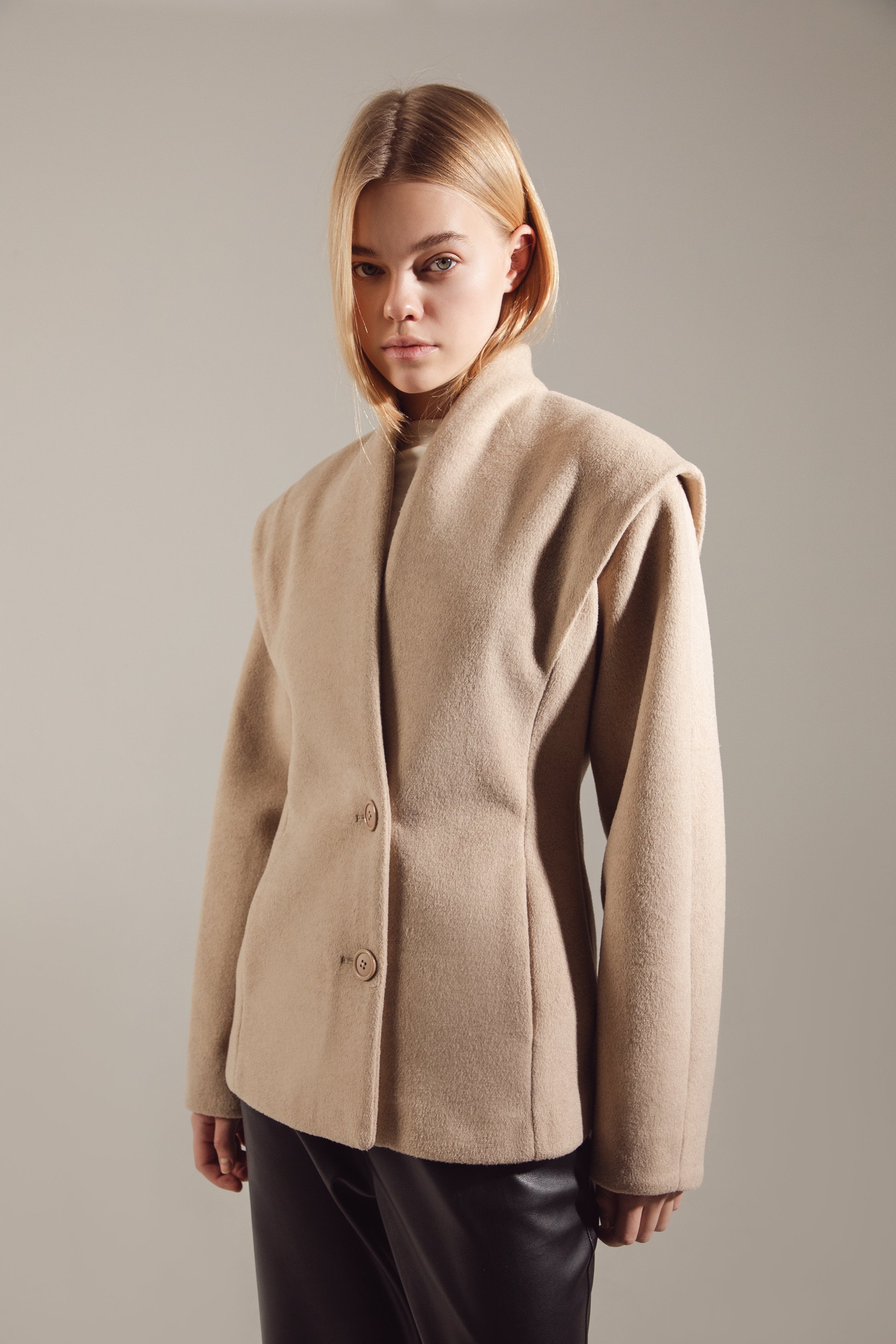 "Milky" Premium Wool Cropped Jacket-Coat