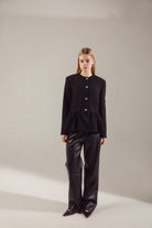 Wide-Leg Premium Eco-Leather Trousers