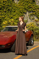 Violet Dark Brown Maxi Dress