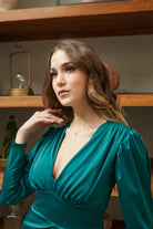 Petra Petrova-Yeşil Drapeli Elbise Gloria-Elbise-2-Milagron.com