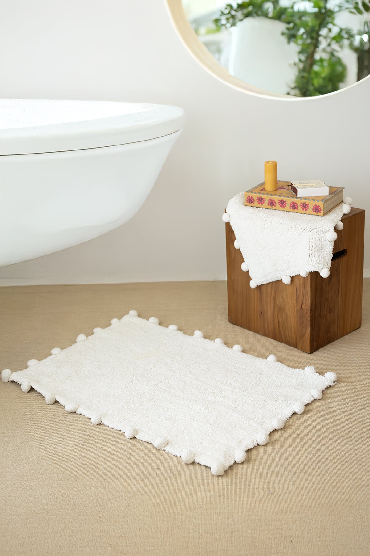 İRYA-Alya 2’Li Takım Banyo Paspası %100 Pamuk 40X60+60X90 Cm Ekru-Paspas-1-Milagron.com